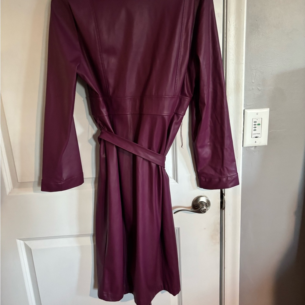 Elegant Purple Faux Leather Women's Dress